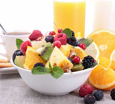 Fresh fruit breakfast served at the Rise & Shine club